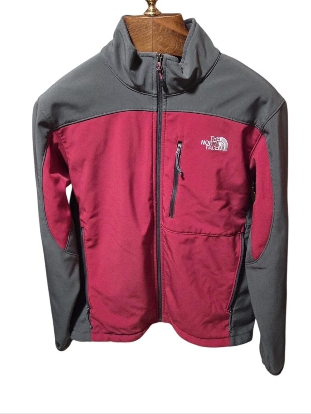 The North Face Mens Apex Bionic Softshell Jacket Red & Gray Size Large
